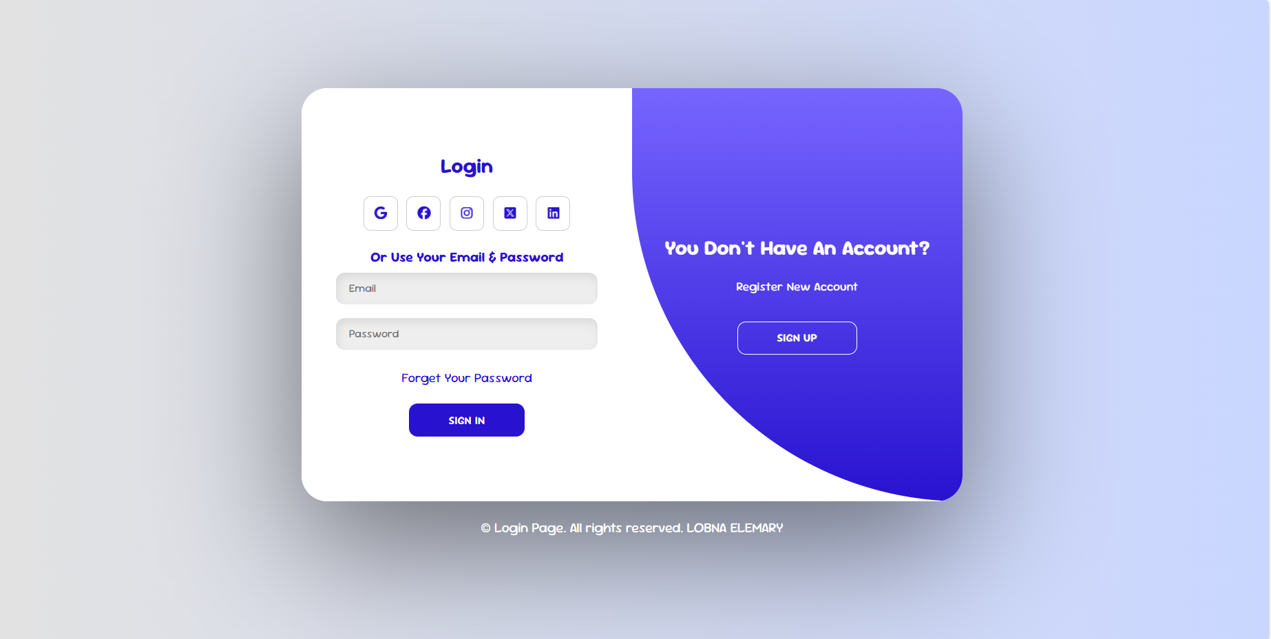 login page